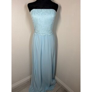 Lauren Ralph Lauren NWT Capri Dress Strapless Lace Chiffon‎ Maxi Gown Blue 10